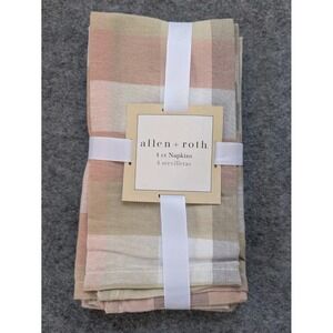 Allen + Roth 4 ct Table Napkin Set   19" X 19" Plaid Multicolor Cotton Blend NEW